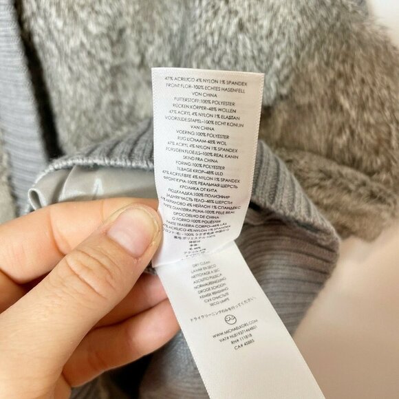 Michael Kors Womens Sleeveless Rabbit Fur Vest Jacket Gray Size 3X Ribbed Knit - Picture 6 of 8